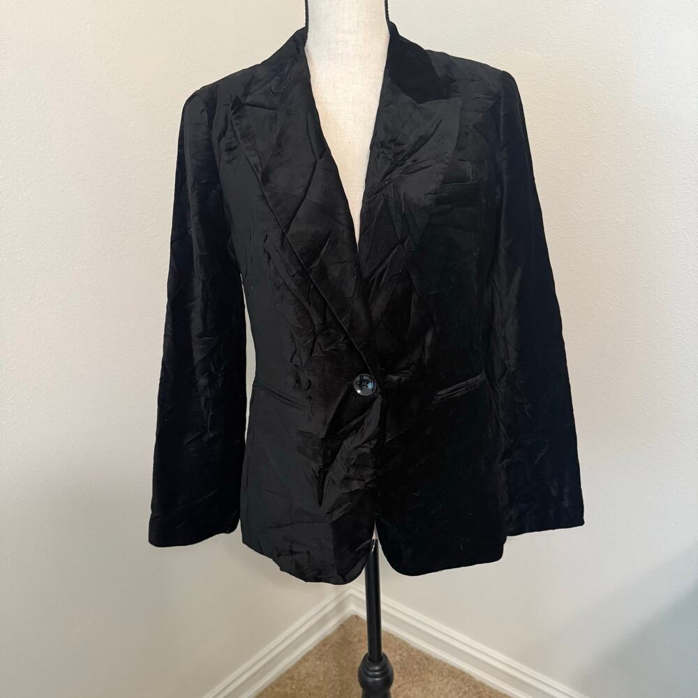 Chico’s Black Velvet Blazer Size 0 US 4 Womens Small EUC